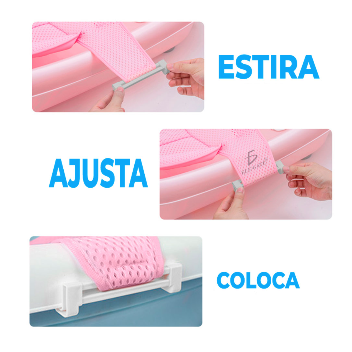 Soporte suave para tina bebé respaldo para bañera antideslizante color Rosa .
