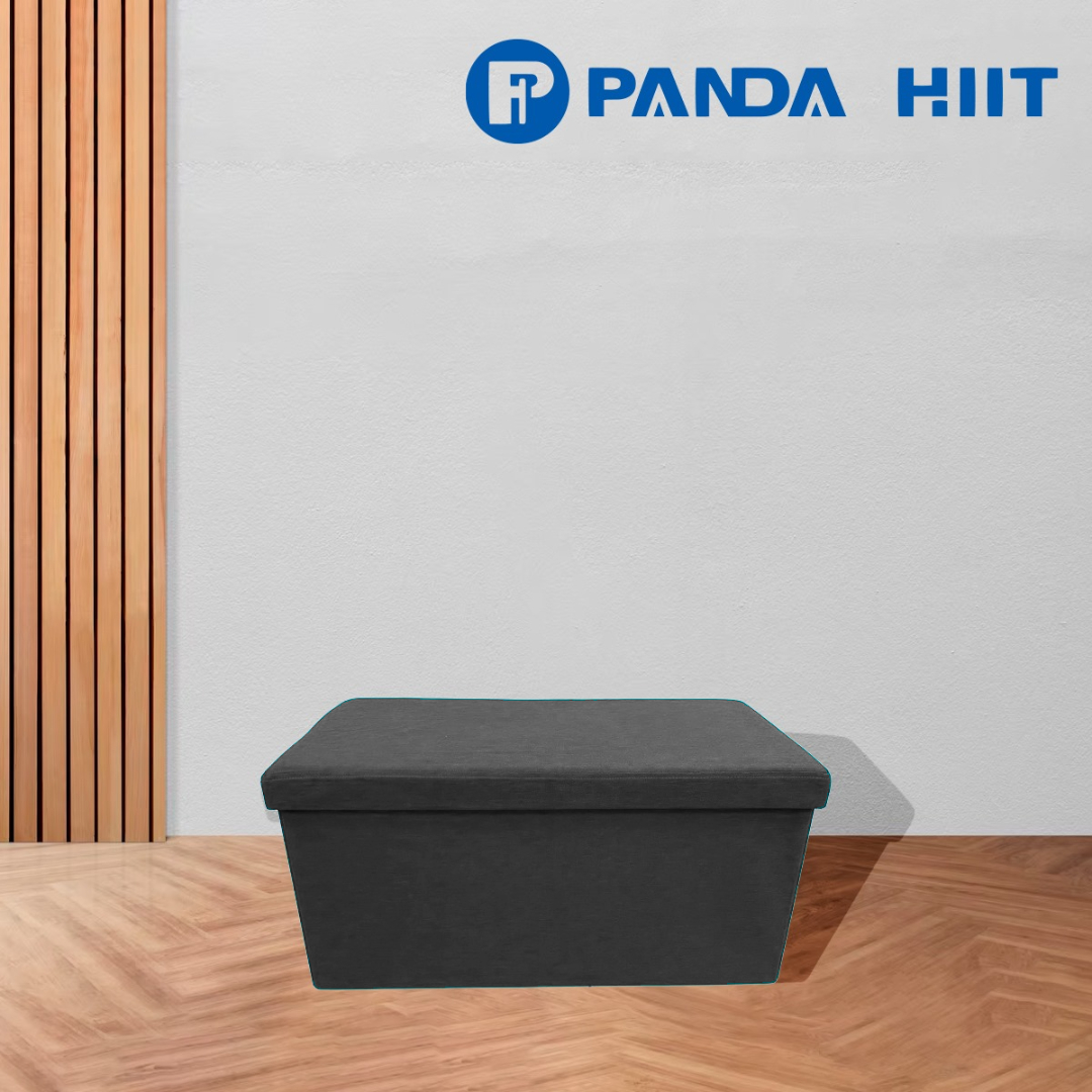 Baúl Otomano De Almacenamiento Plegable De 76 X 38 X 38 Cm (Poliéstrer Gris Oscuro).