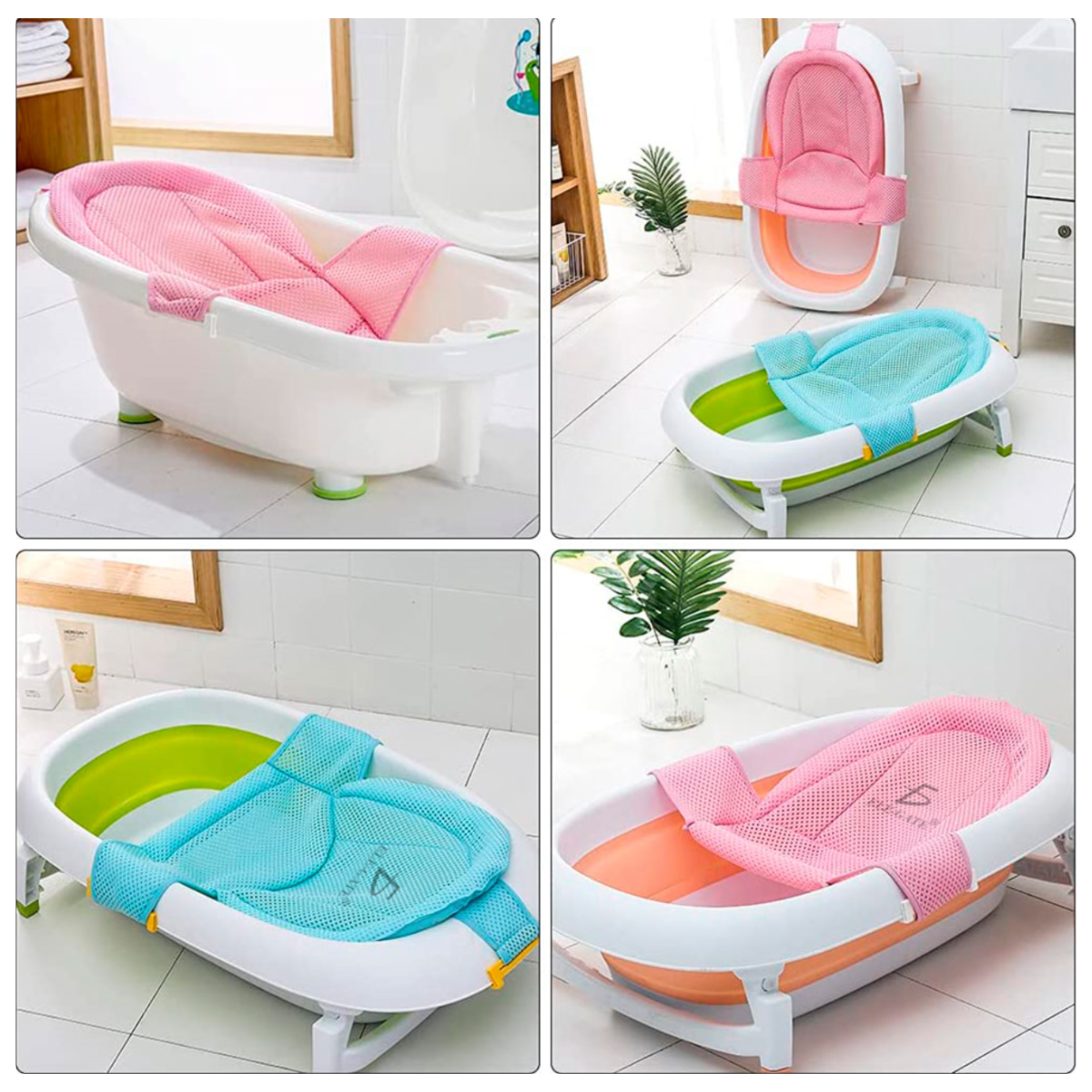 Soporte suave para tina bebé respaldo para bañera antideslizante color Rosa .