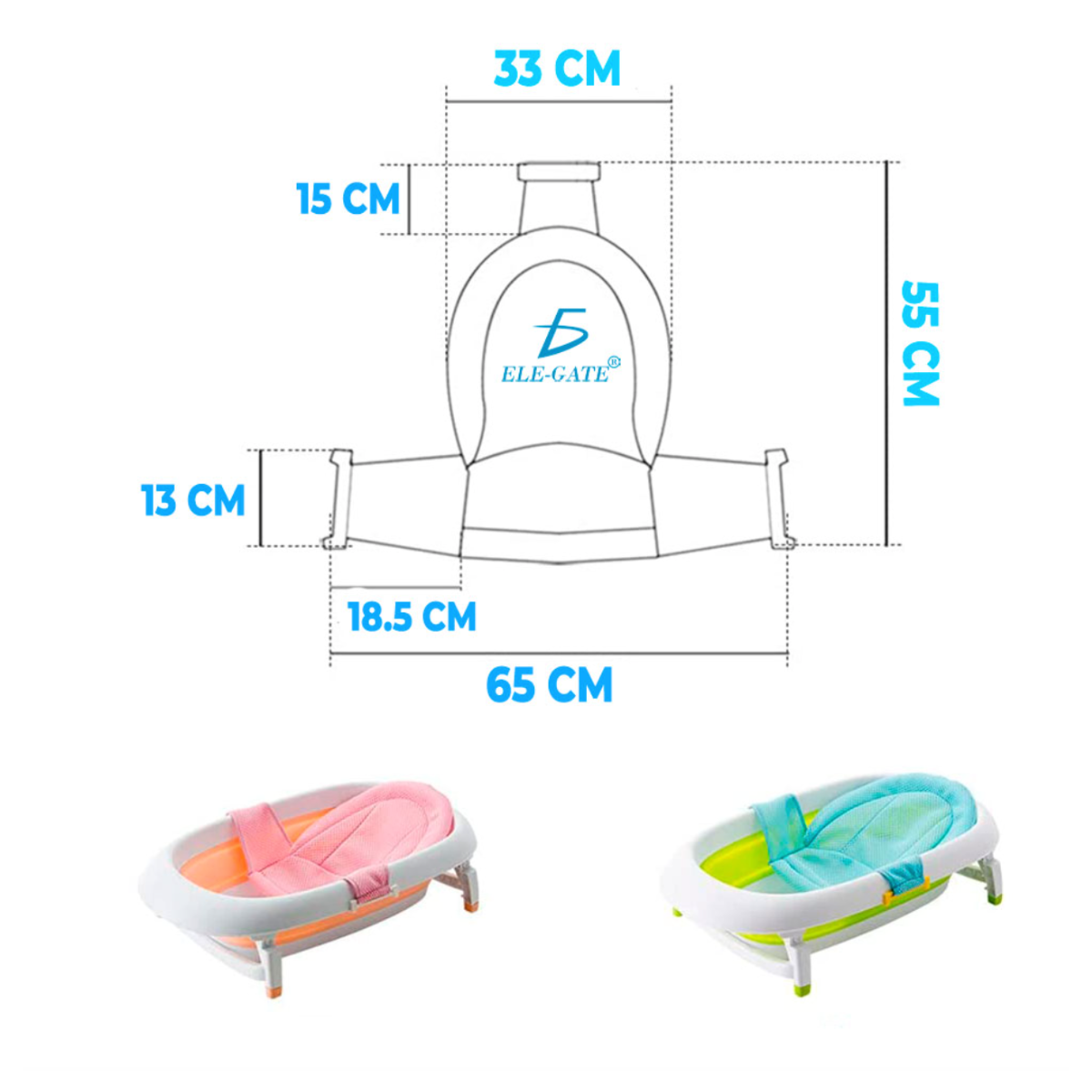 Soporte suave para tina bebé respaldo para bañera antideslizante color Rosa .