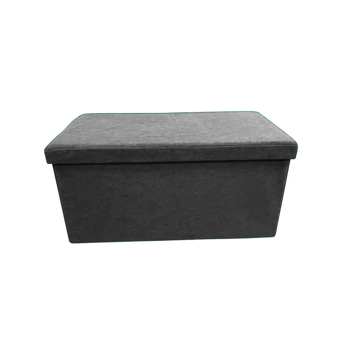 Baúl Otomano De Almacenamiento Plegable De 76 X 38 X 38 Cm (Poliéstrer Gris Oscuro).
