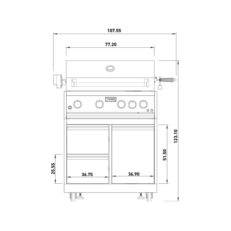 Set de Asador 4 Quemadores con Gabinete en Acero Inoxidable THOR Kitchen