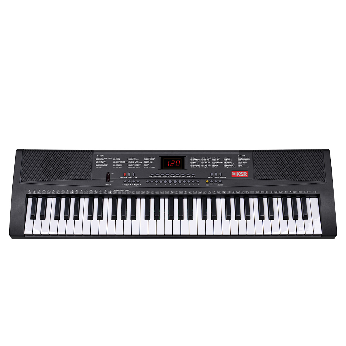 Teclado Musical Versátil, 61 Teclas Con Led Kaiser® Mtc-5505 Color Negro.