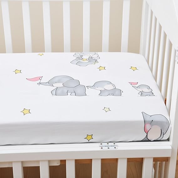 A LANFYFU Sábanas para Cuna de bebé, Paquete de 2 Sábanas de Cuna Esenciales, Seguro y Suave 100% Algodón de 130 * 70 * 22 cm, Juego de Sábanas Neutras para Cuna (Cactus y Dinosaurio).