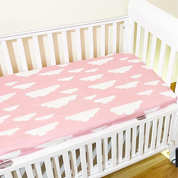 A LANFYFU Sábanas para Cuna de bebé, Paquete de 2 Sábanas de Cuna Esenciales, Seguro y Suave 100% Algodón de 130 * 70 * 22 cm, Juego de Sábanas Neutras para Cuna (Cactus y Dinosaurio).