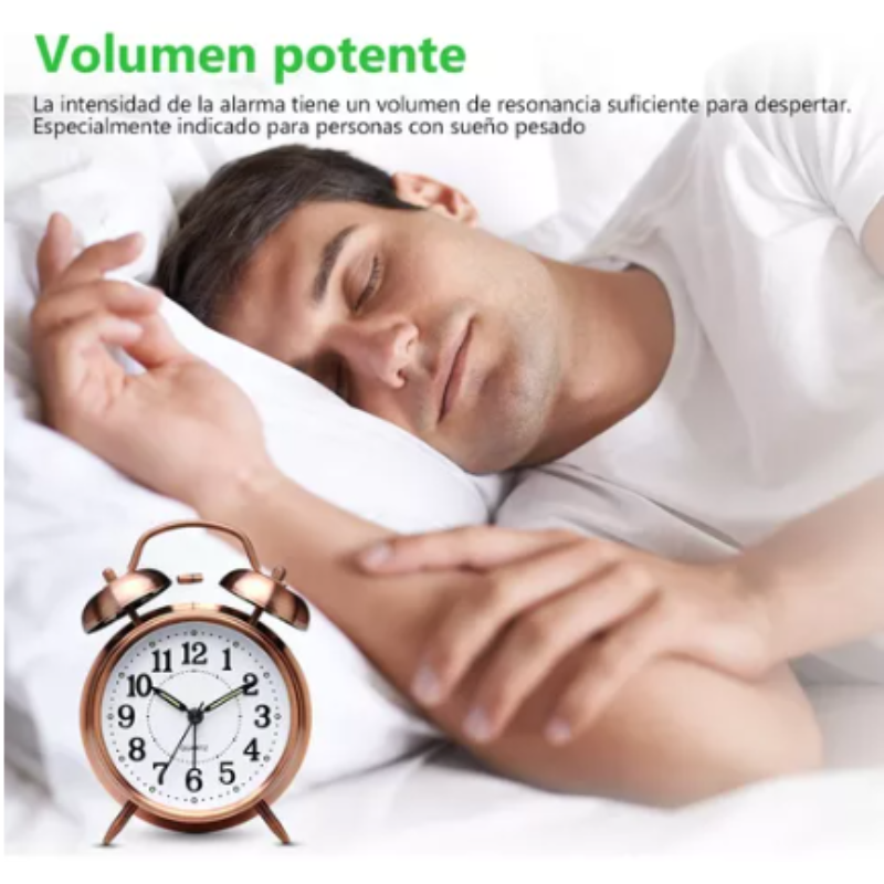 Reloj Despertador Campana Retro Analógico.