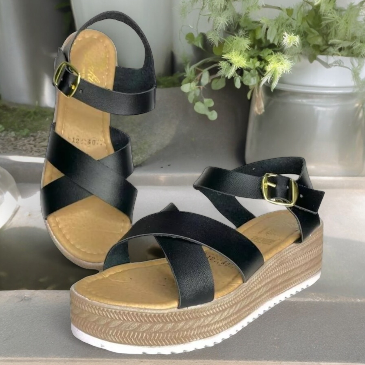 Huarache Plataforma De Mujer Roma Hebilla Comoda Playera LAS CUATAS.