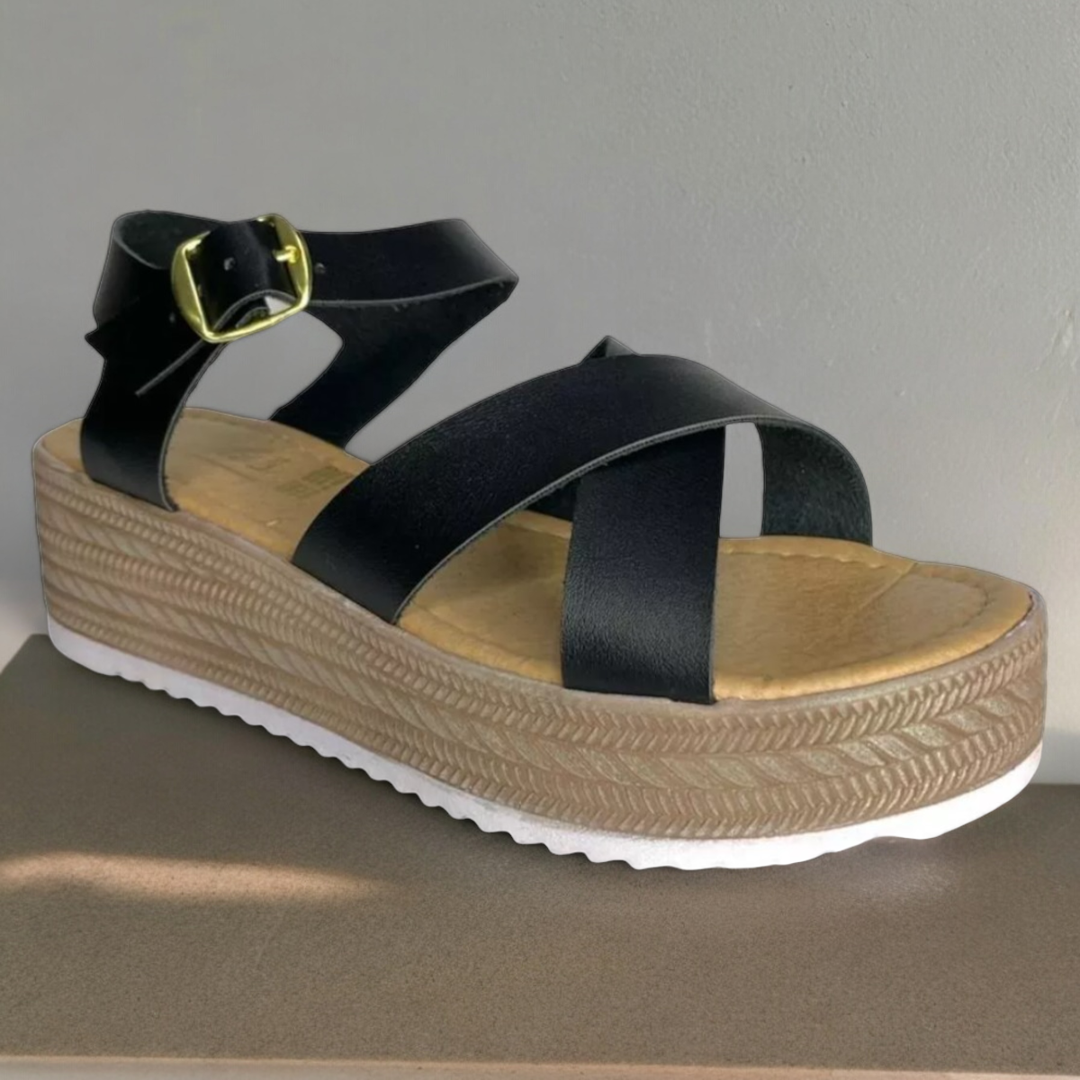 Huarache Plataforma De Mujer Roma Hebilla Comoda Playera LAS CUATAS.