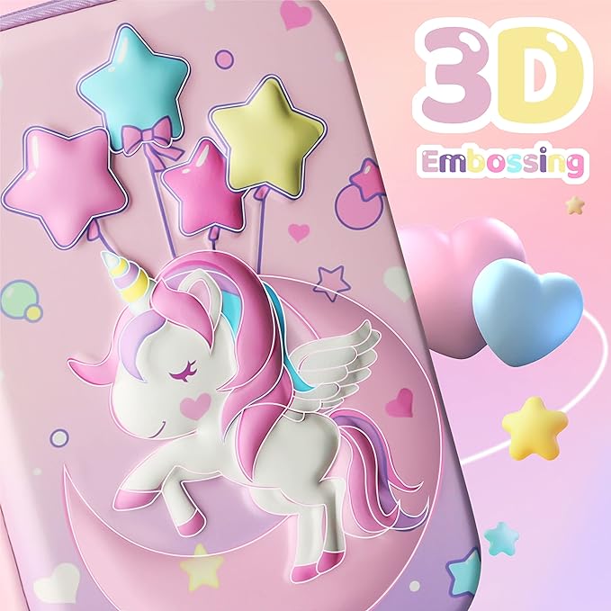 A CozyModern - Estuche para lápices de unicornio para niñas, 3D de EVA de gran capacidad, bonito regalo para adolescentes y niños escolares (unicornio lunar, L).