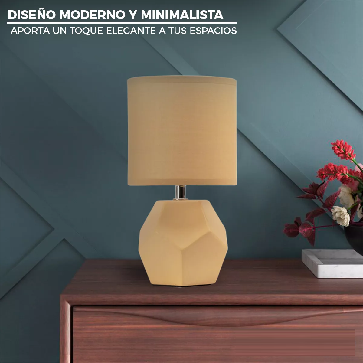 Set De 2 Lámparas De Buró Cerámica Estilo Minimalista 12.5 Estructura Café Pantalla Café.
