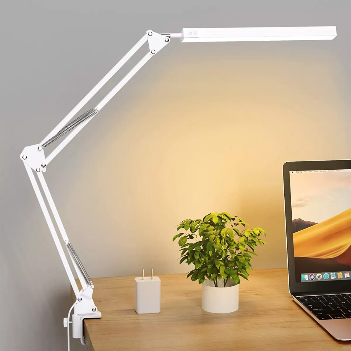 Dapon Lámpara De Escritorio Mesa Con Brazo Led 10 Modos 360° Color de la estructura Blanco