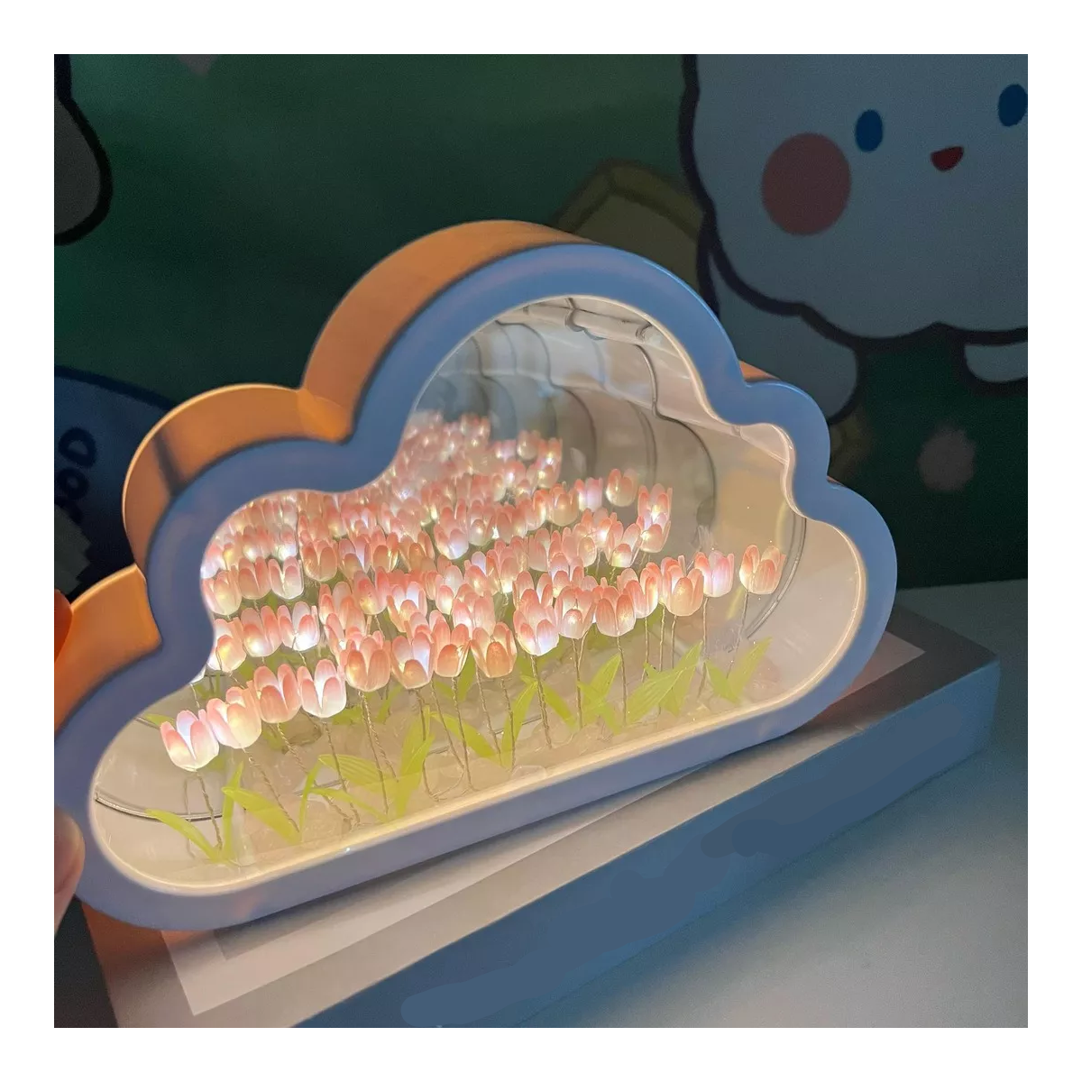 Lámpara Diy Tulips White Cloud, Diy Cloud Tulip Mirror Night Color De La Estructura morado Color De La Pantalla