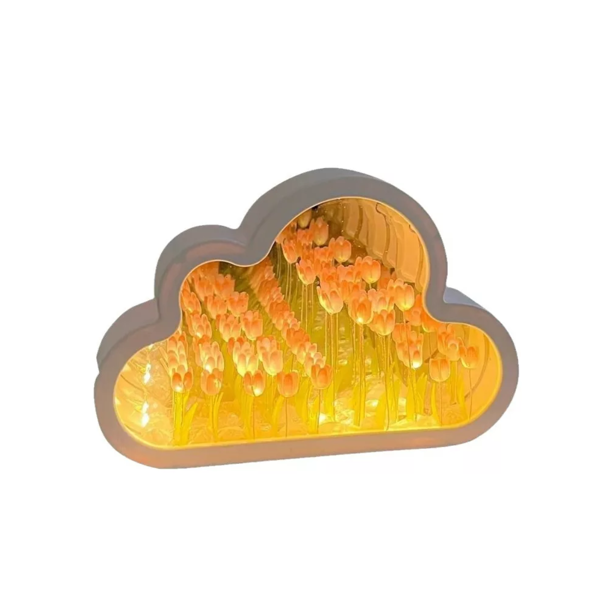 Lámpara Diy Tulips White Cloud, Diy Cloud Tulip Mirror Night Color De La Estructura morado Color De La Pantalla