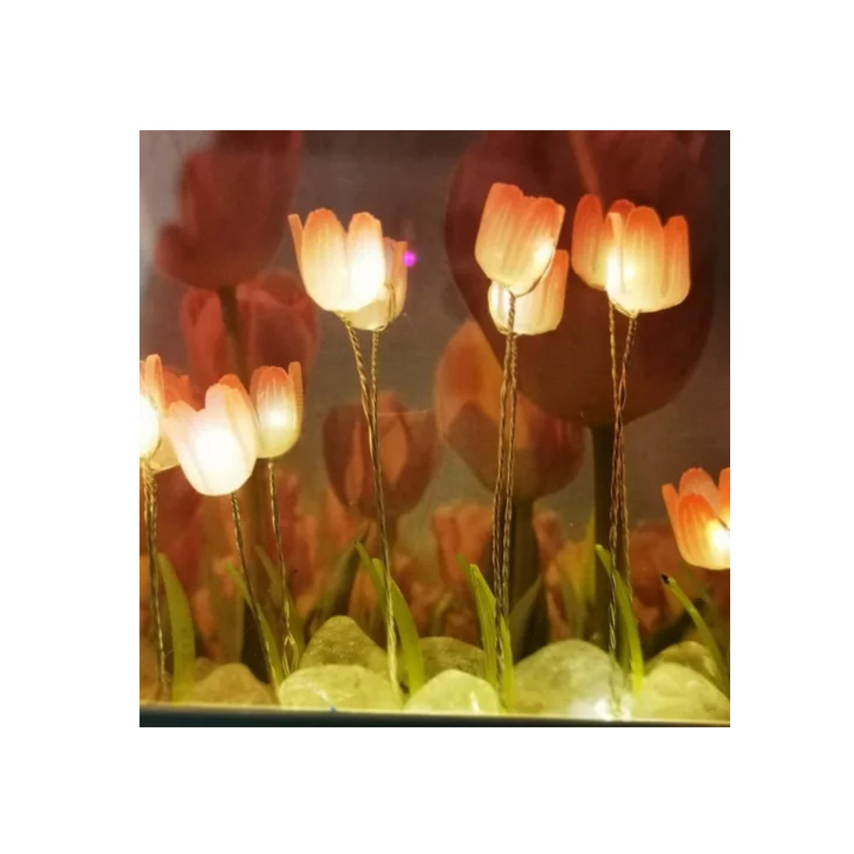 Lámpara Diy Tulips White Cloud, Diy Cloud Tulip Mirror Night Color De La Estructura morado Color De La Pantalla
