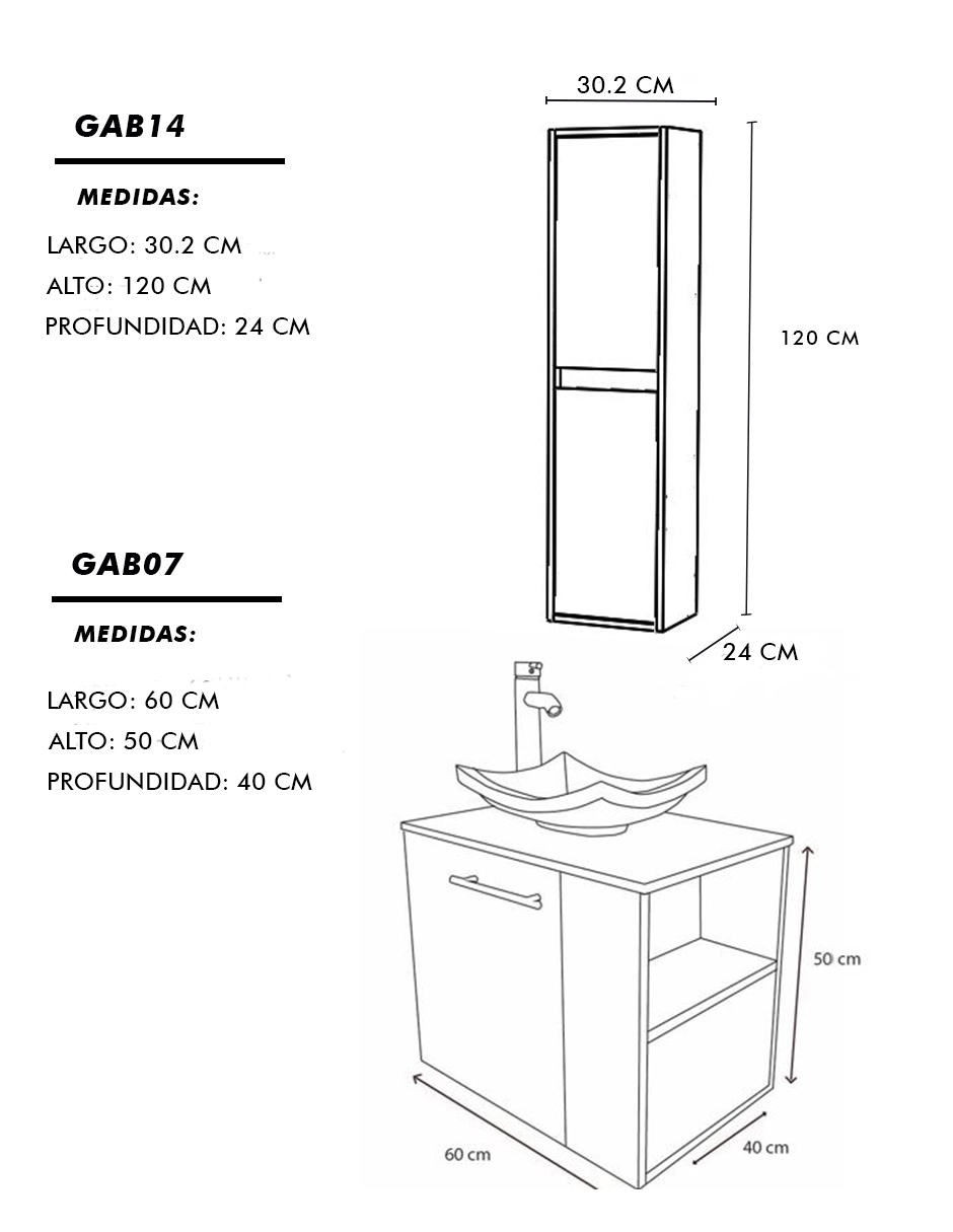 Combo De Gabinete Para Baño Lavamanos Y Monomando Derecho + Gabinete Organizador Garnier