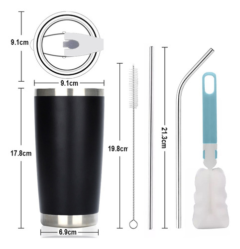 Vaso Térmico Portátil De 20oz Acero Inoxidable