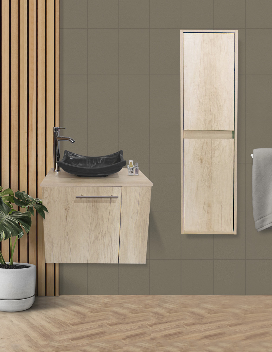 Combo De Gabinete Para Baño Lavamanos Y Monomando Derecho + Gabinete Organizador Garnier