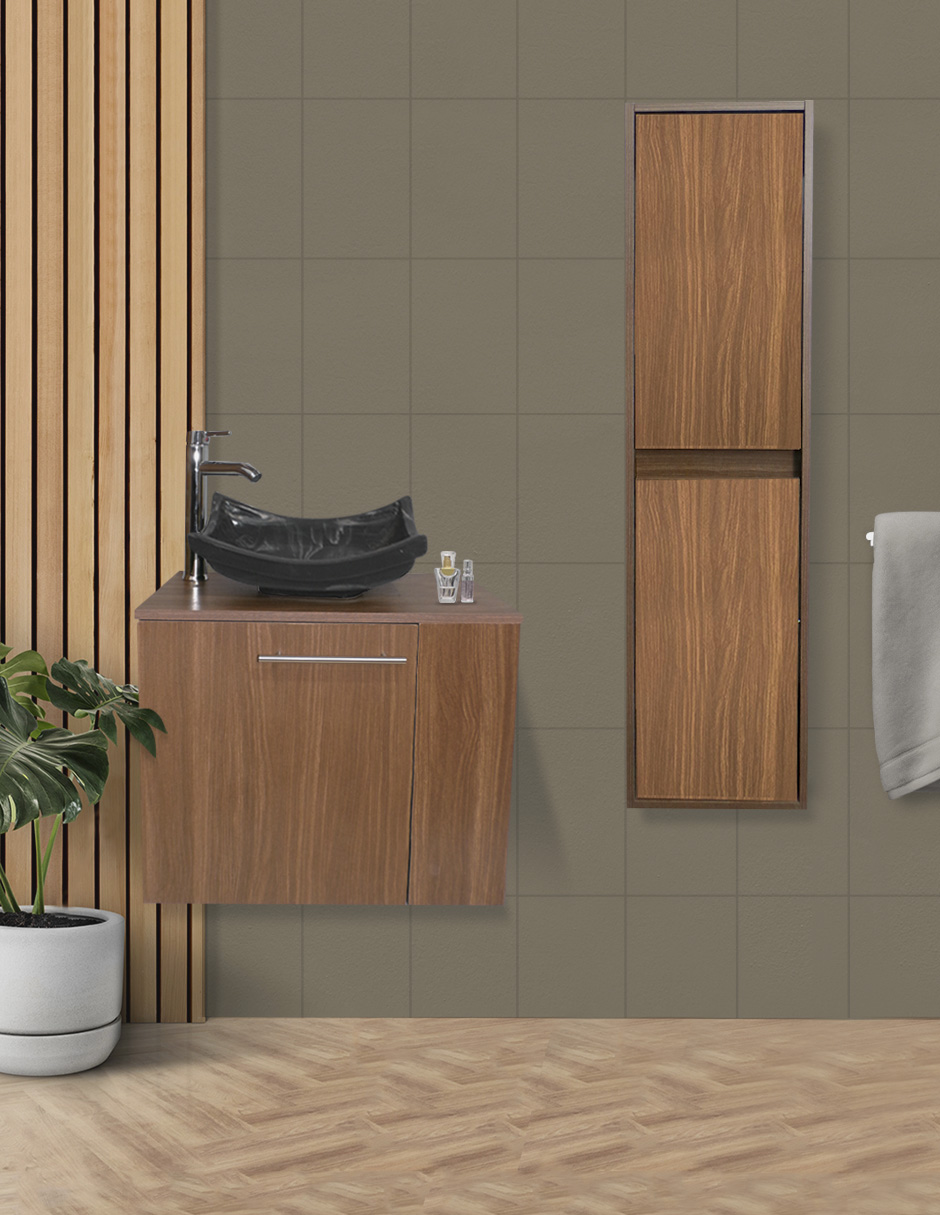 Combo De Gabinete Para Baño Lavamanos Y Monomando Derecho + Gabinete Organizador Garnier