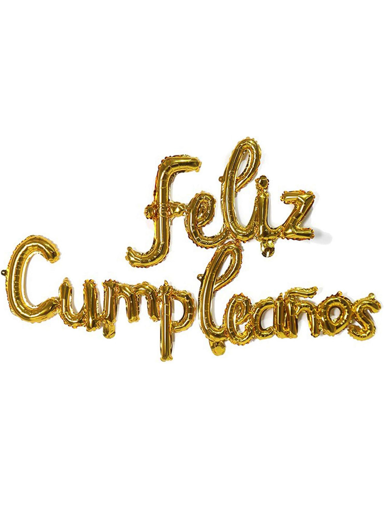 Set Globos Metalicos Feliz Cumpleaños dorado DM.