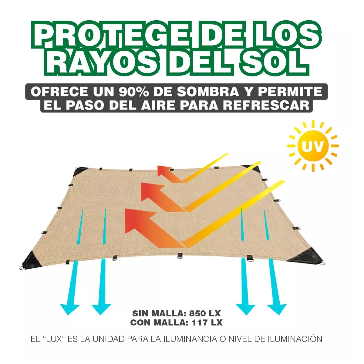Lona Sombra 4m X 4m Lista Para Instalar.