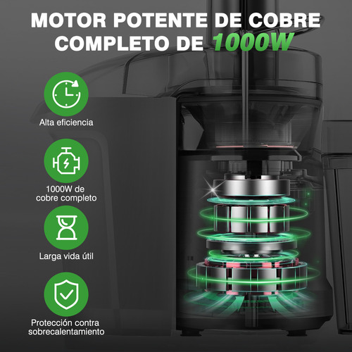 Sangkee Extractor De Jugos, Exprimidor Centrífugo Para Frutas Y Verduras,tubo De Alimentación De 8cm,dos Velocidades Y Cepillos De Limpieza,fácil De Usar/limpiar,taza 800ml, Doméstico, Comercial,1000w