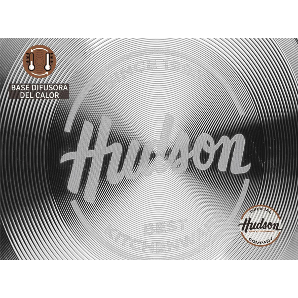 Olla HUDSON 18cm Aluminio Antiadherente con tapa cristal. Color Cobre.