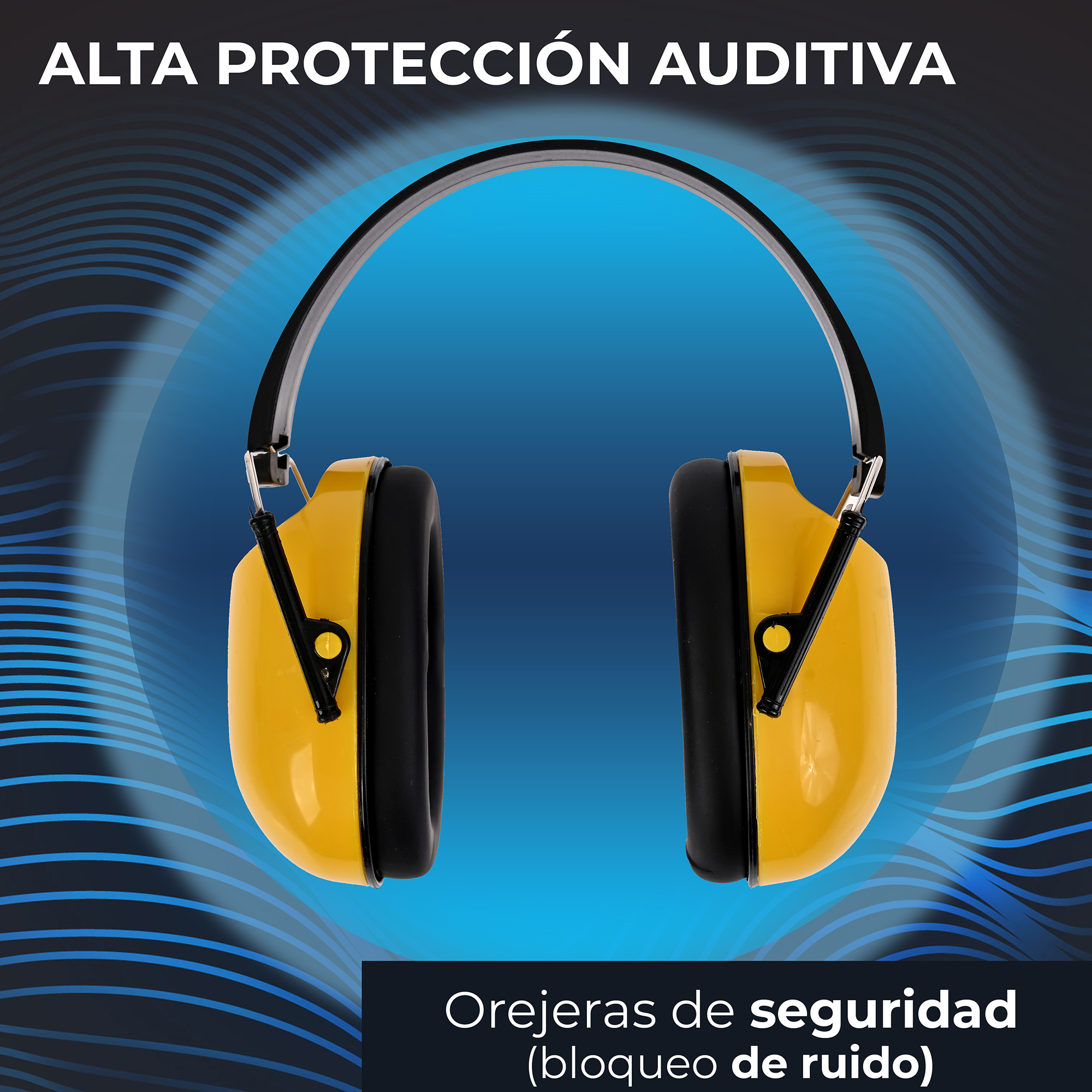 Orejeras de Seguridad. Supresión de ruido. Audífonos de protección. Diseño plegable. .