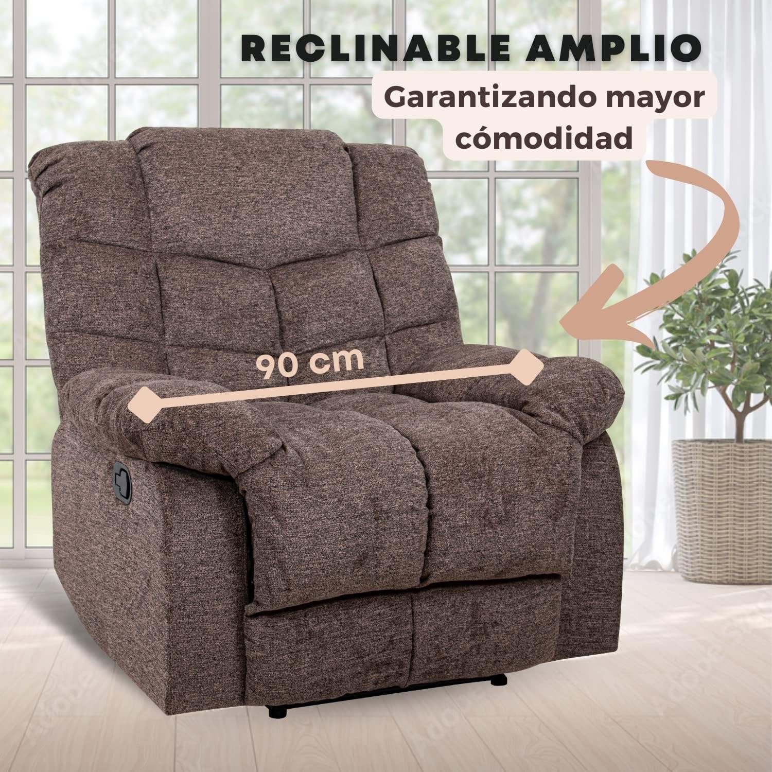 Sillón Reclinable Reposet Manual Ethan de tela color Taupe.