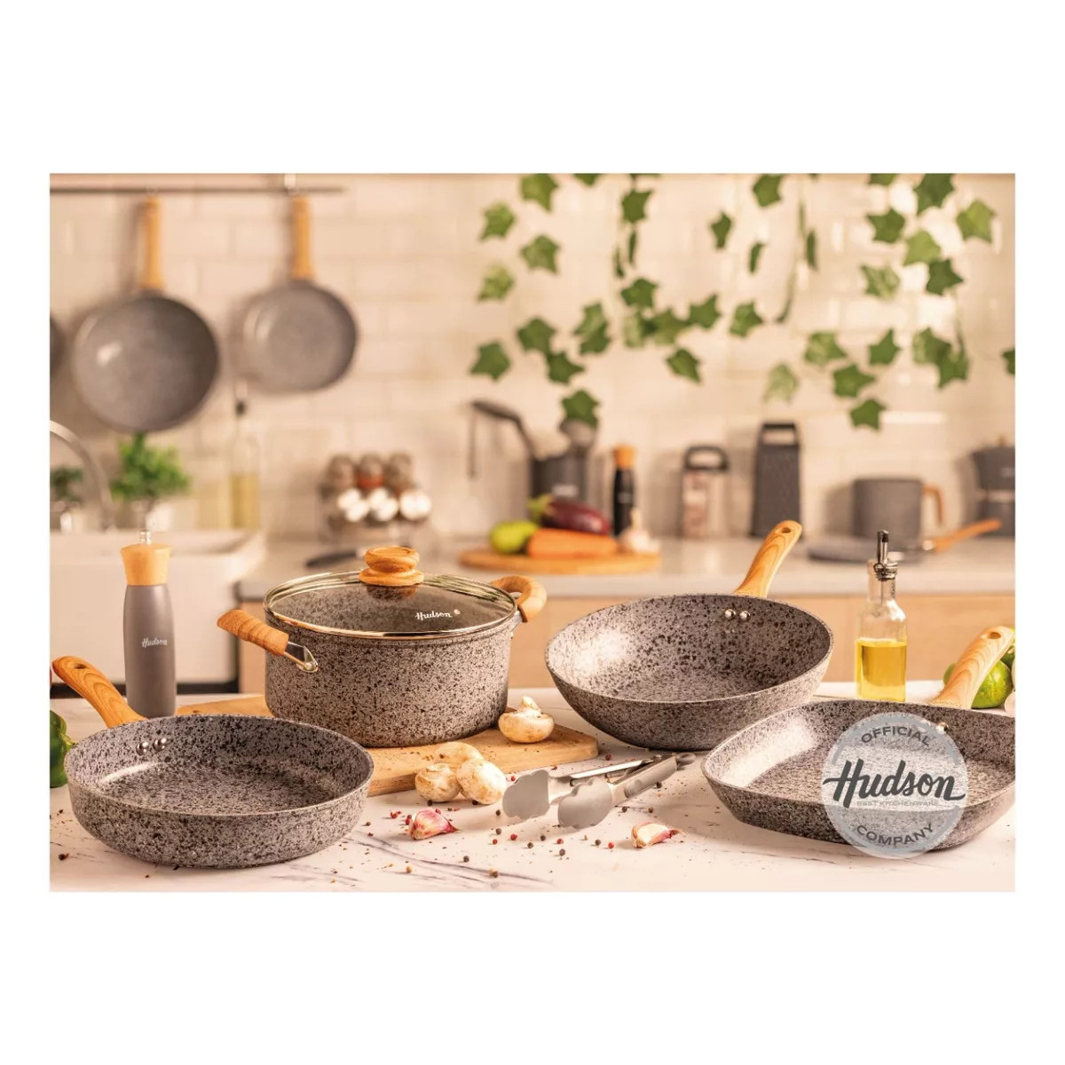 Cacerola Olla HUDSON 24cm Aluminio Forjado Antiadherente Granito.