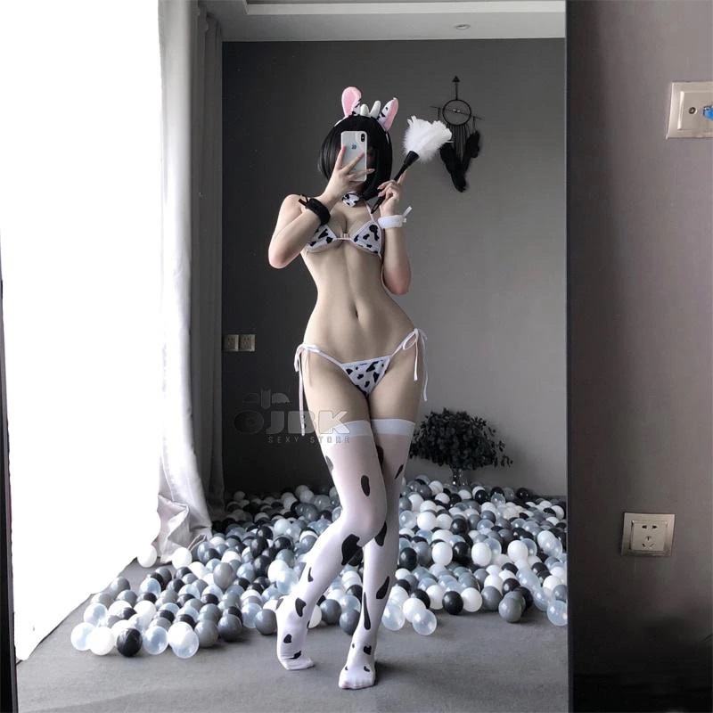 Disfraz Traje Baño Vaca Mujer Sirvienta Tankini Sexy