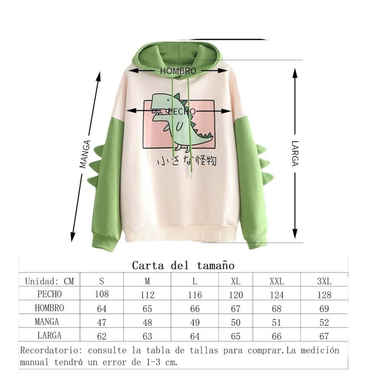 Sudadera Con Capucha De Dinosaurios Manga Larga Para Mujer Talla Grande