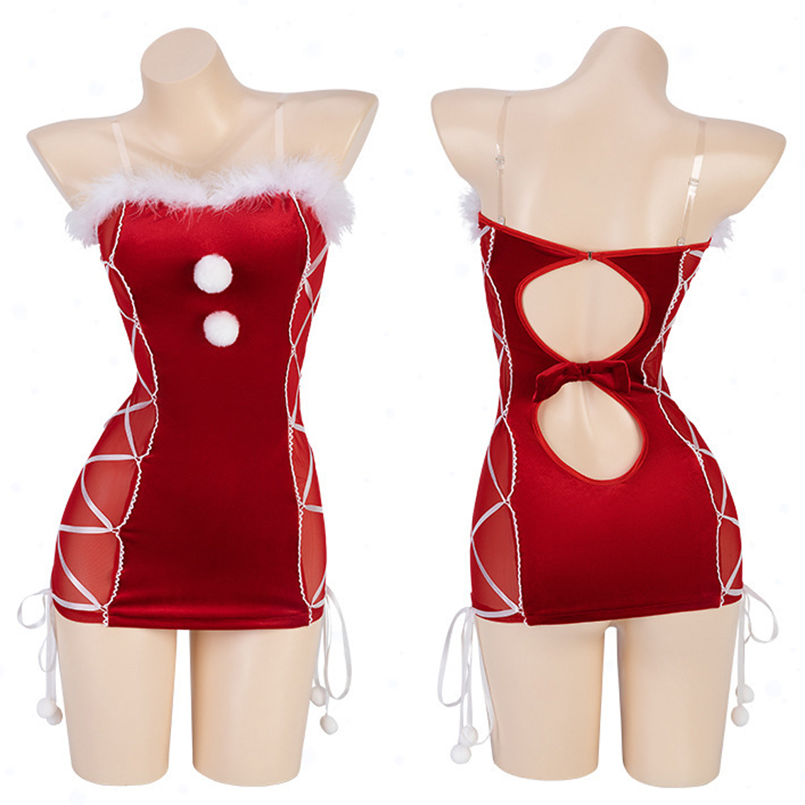 Disfraz Santa Claus Mujer Ropa Interior Sexy Vestido de Tubo Peludo