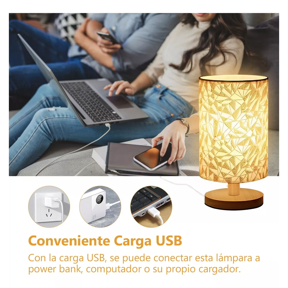 Lámpara De Mesa Y Buró Usb Para Noche Ajuste Control Remoto.