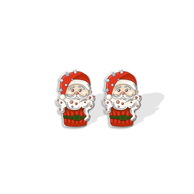 Aretes Pendientes Santa Cupcake Navidad Acrílicos Resina Epoxi Hombre Mujer Joyería
