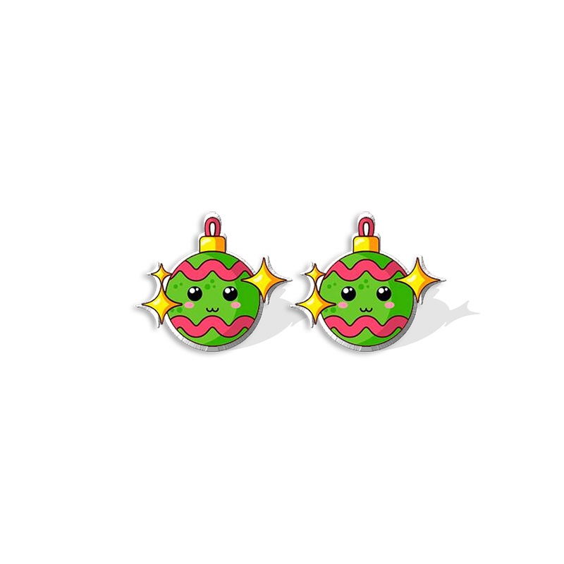 Aretes Pendientes Esfera Navidad Acrílicos Resina Epoxi Hombre Mujer Joyería