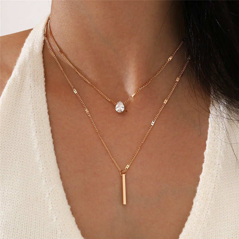 Collar Colgante Capas Mujer Dijes Piedra Zirconia Joyería Regalos Amor