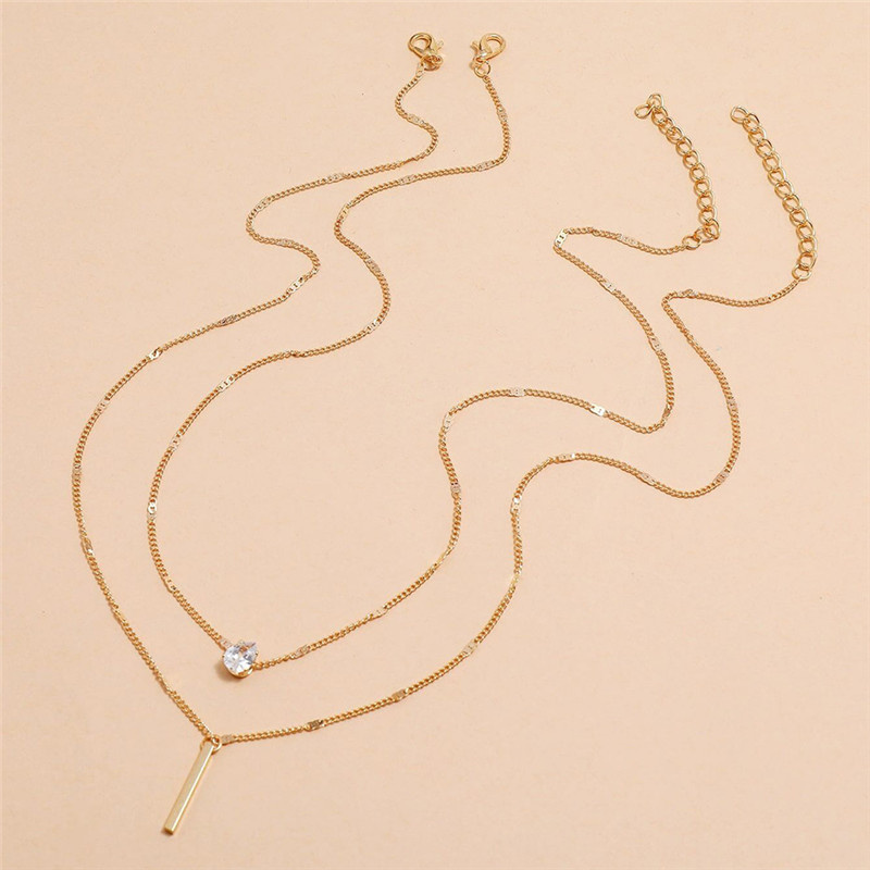 Collar Colgante Capas Mujer Dijes Piedra Zirconia Joyería Regalos Amor