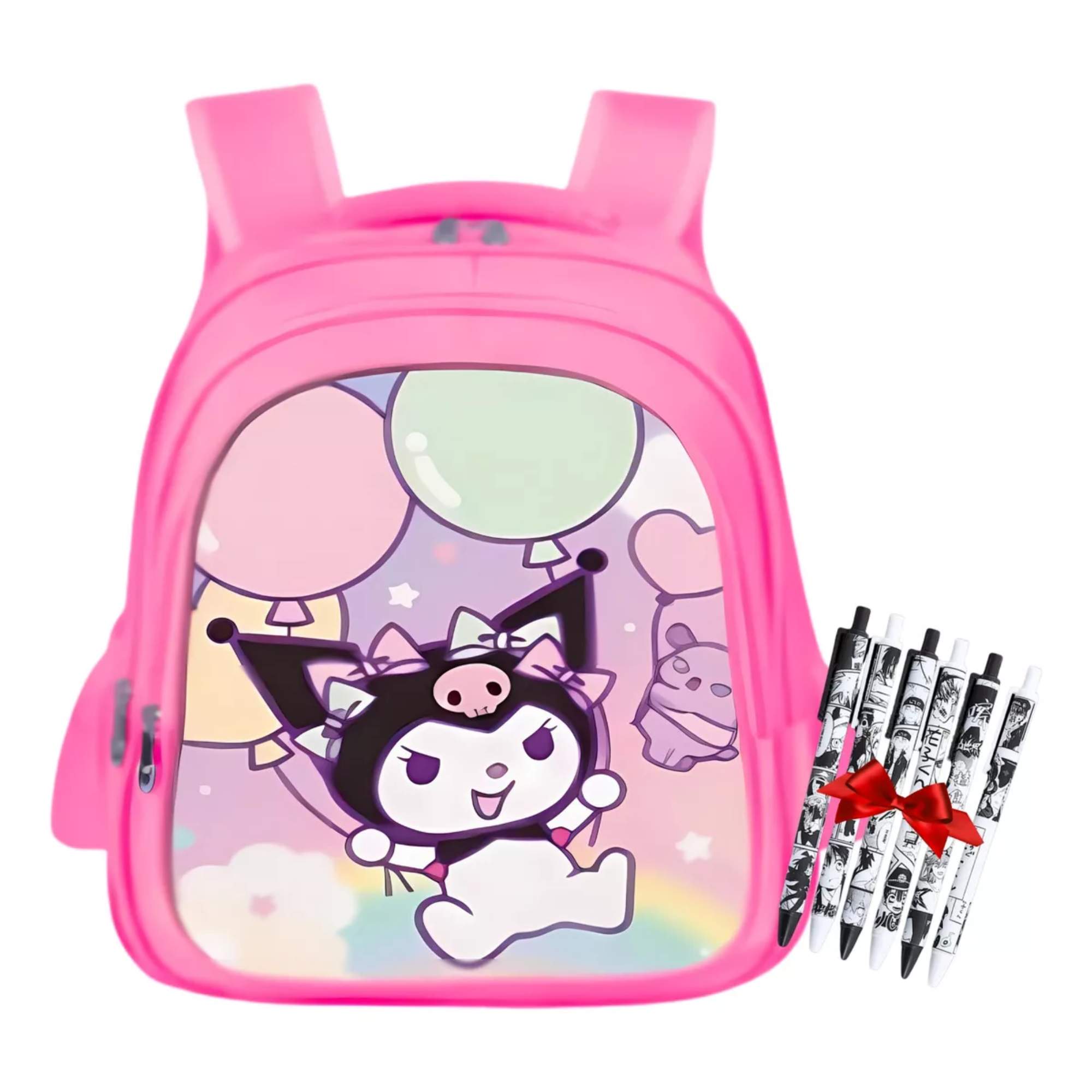 Mochila Lenticular 3D Kuromi Rosa Escolar, Juvenil, Estudiante Mochila con tirantes Casual Diseño Kuromi