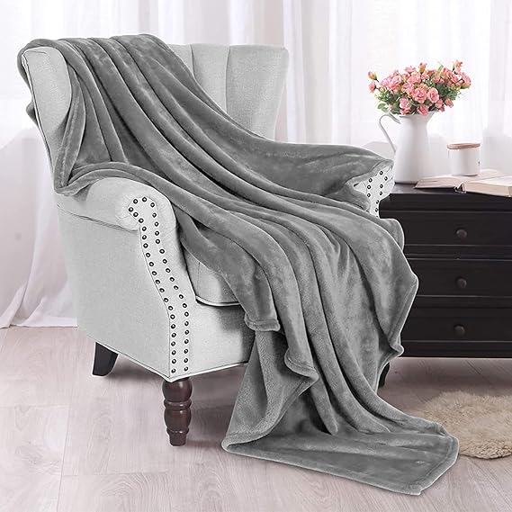 A Yostyle Cobija de Franela,Manta de Forro Ultrasuave y Transpirable, Frazada Acogedora de Felpa para Todas Las Estaciones,Cobijas de Microfibra Ligera para Sofá Cama,Tamaño Queen 230 X 230cm,Gris.