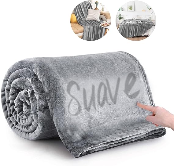 A Yostyle Cobija de Franela,Manta de Forro Ultrasuave y Transpirable, Frazada Acogedora de Felpa para Todas Las Estaciones,Cobijas de Microfibra Ligera para Sofá Cama,Tamaño Queen 230 X 230cm,Gris.