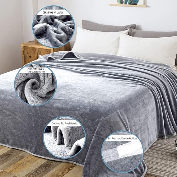 A Cobija Calientitas,Frazada Matrimonial,Cobija de Franela Reversible de Alta Suave Cálida y Cómoda,Cobertor Individual Ligera de Microfibra Antiestática,Manta para Cama Sofá,Cobija Queen Size 230×230CM