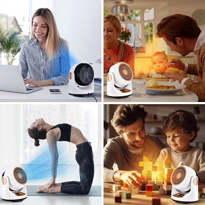 Calefactor eléctrico, calefactores de bajo consumo de 1500 W para uso en interiores, ventilador calefactor portátil de dos velocidades para oficina con protección contra sobrecalentamiento pequeño.