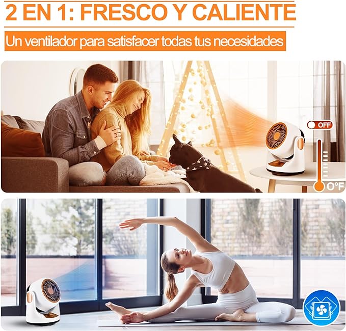 Calefactor eléctrico, calefactores de bajo consumo de 1500 W para uso en interiores, ventilador calefactor portátil de dos velocidades para oficina con protección contra sobrecalentamiento pequeño.