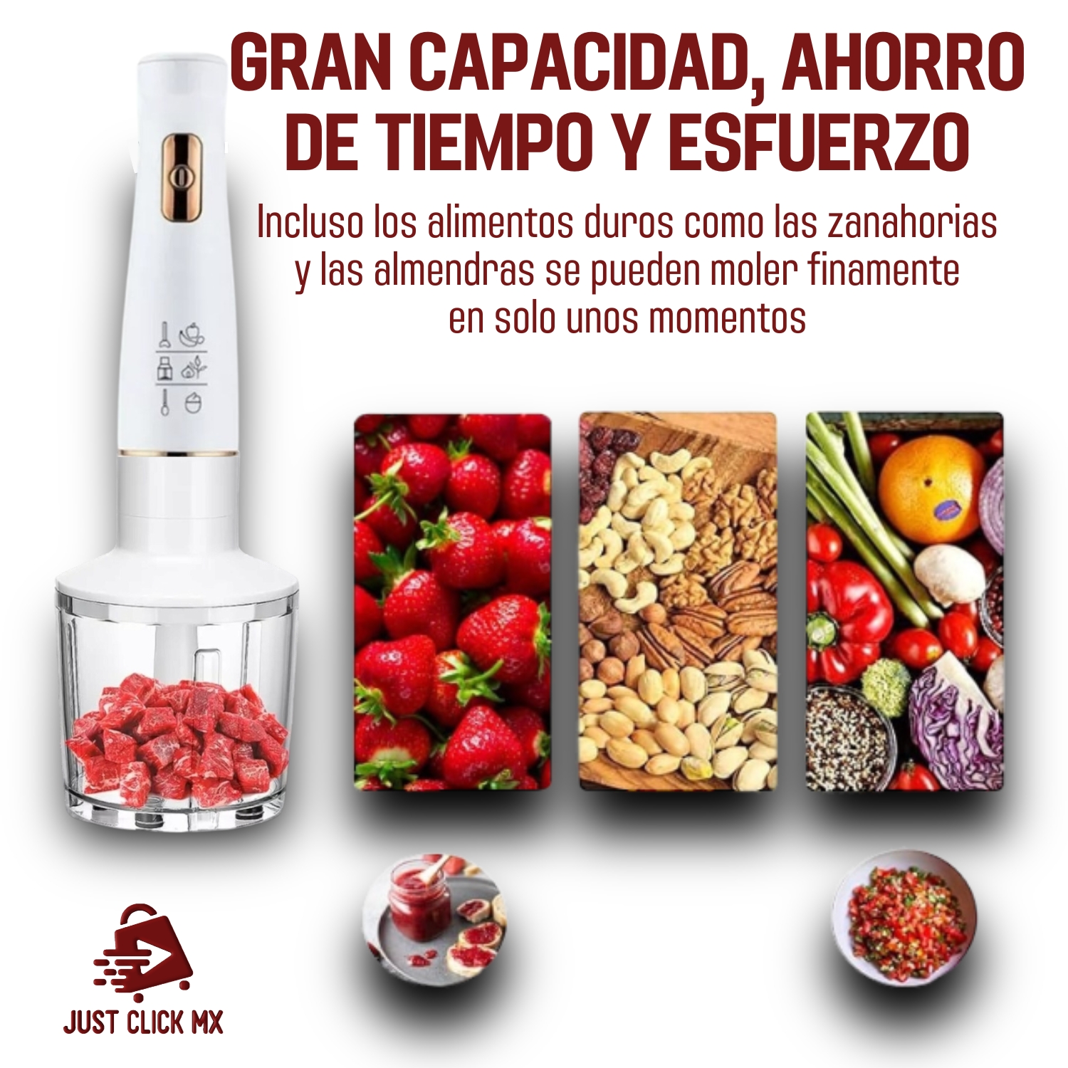 Batidora de Inmersión 4 en 1 Blanca