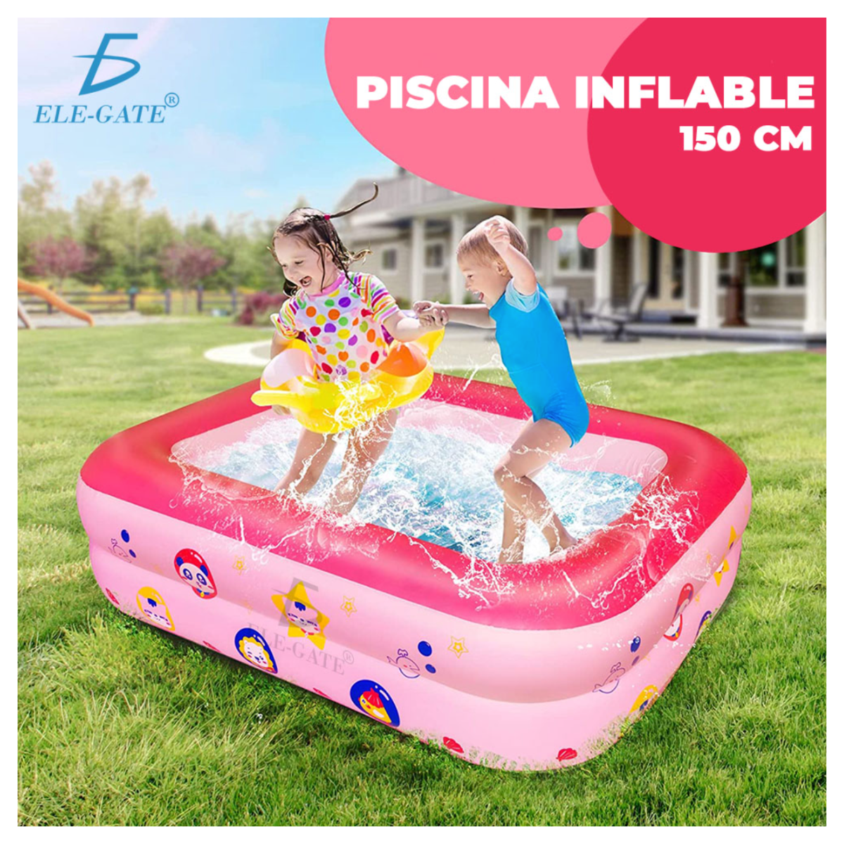 Piscina inflable ideal para exterior e interior 150*110*50 Color Rosa.
