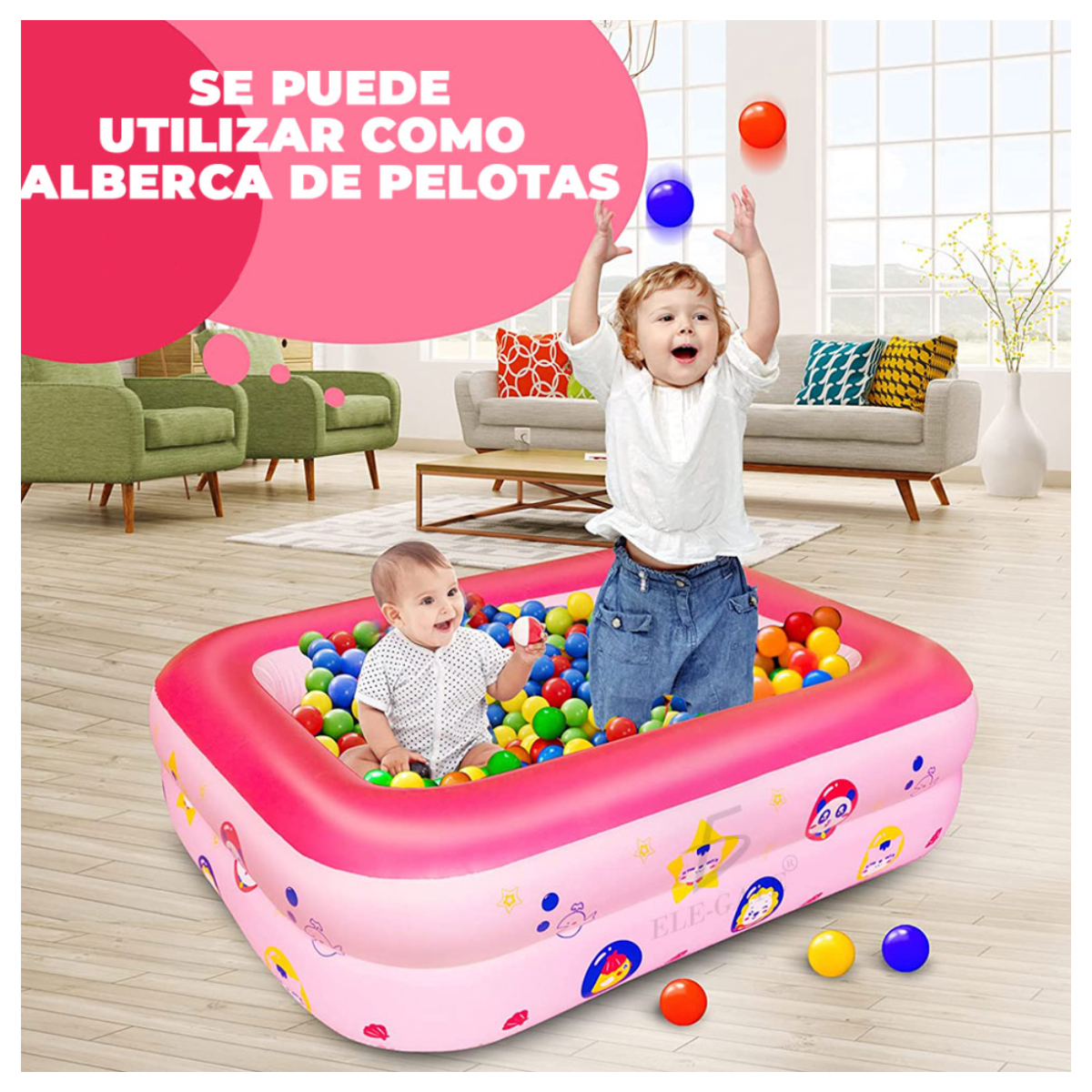 Piscina inflable ideal para exterior e interior 150*110*50 Color Rosa.
