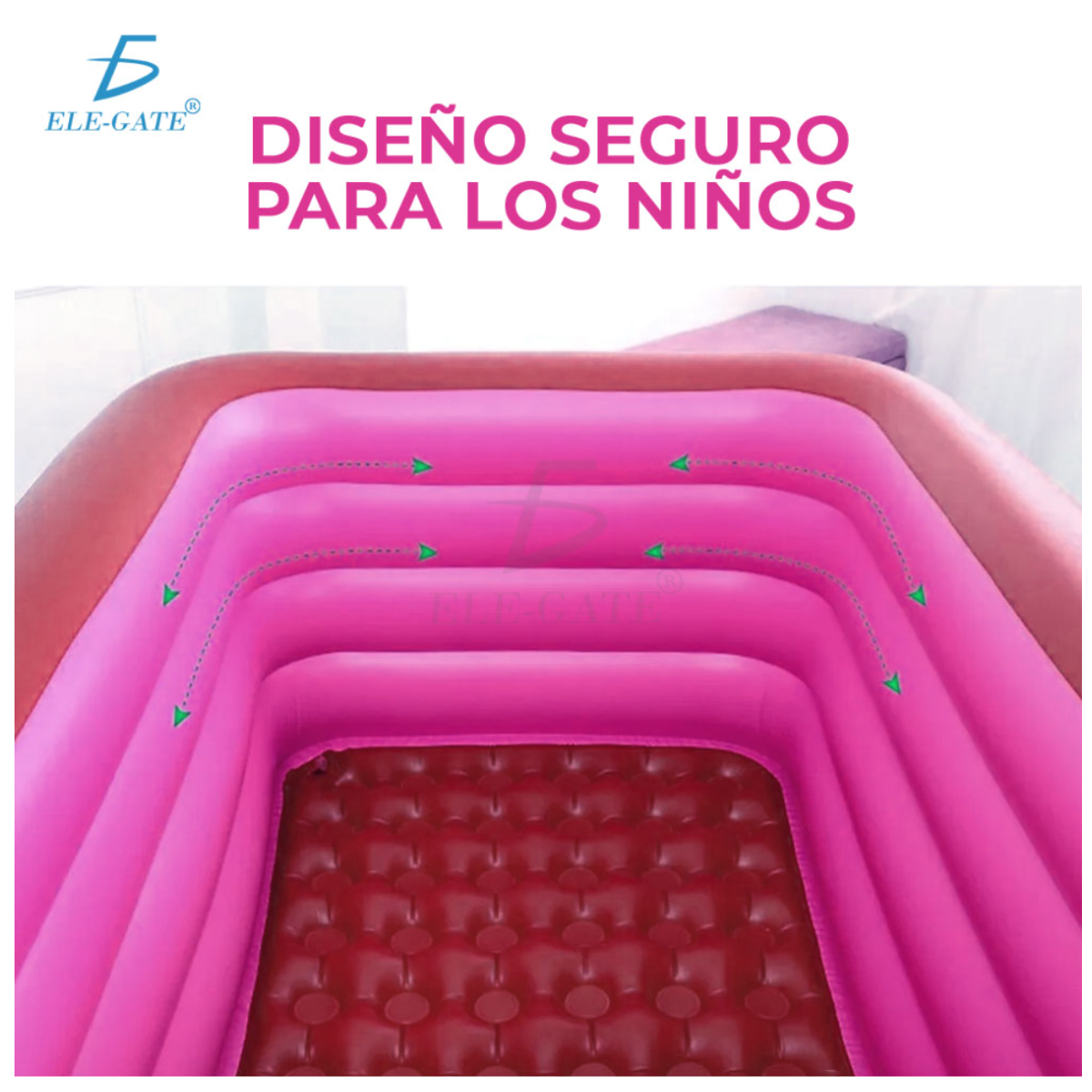 Piscina inflable ideal para exterior e interior 150*110*50 Color Rosa.