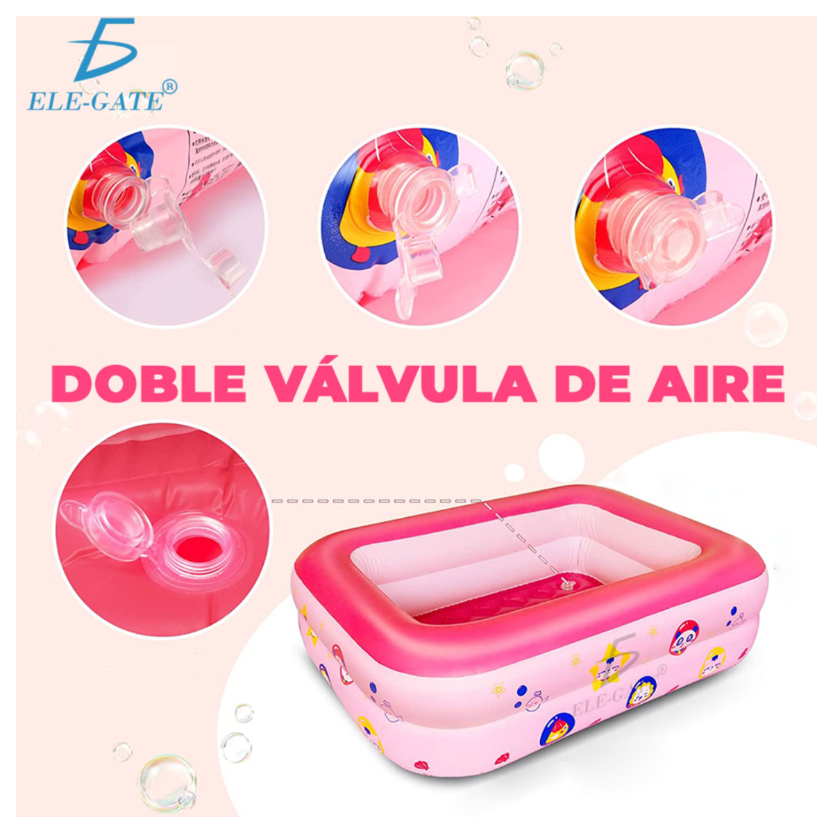 Piscina inflable ideal para exterior e interior 150*110*50 Color Rosa.
