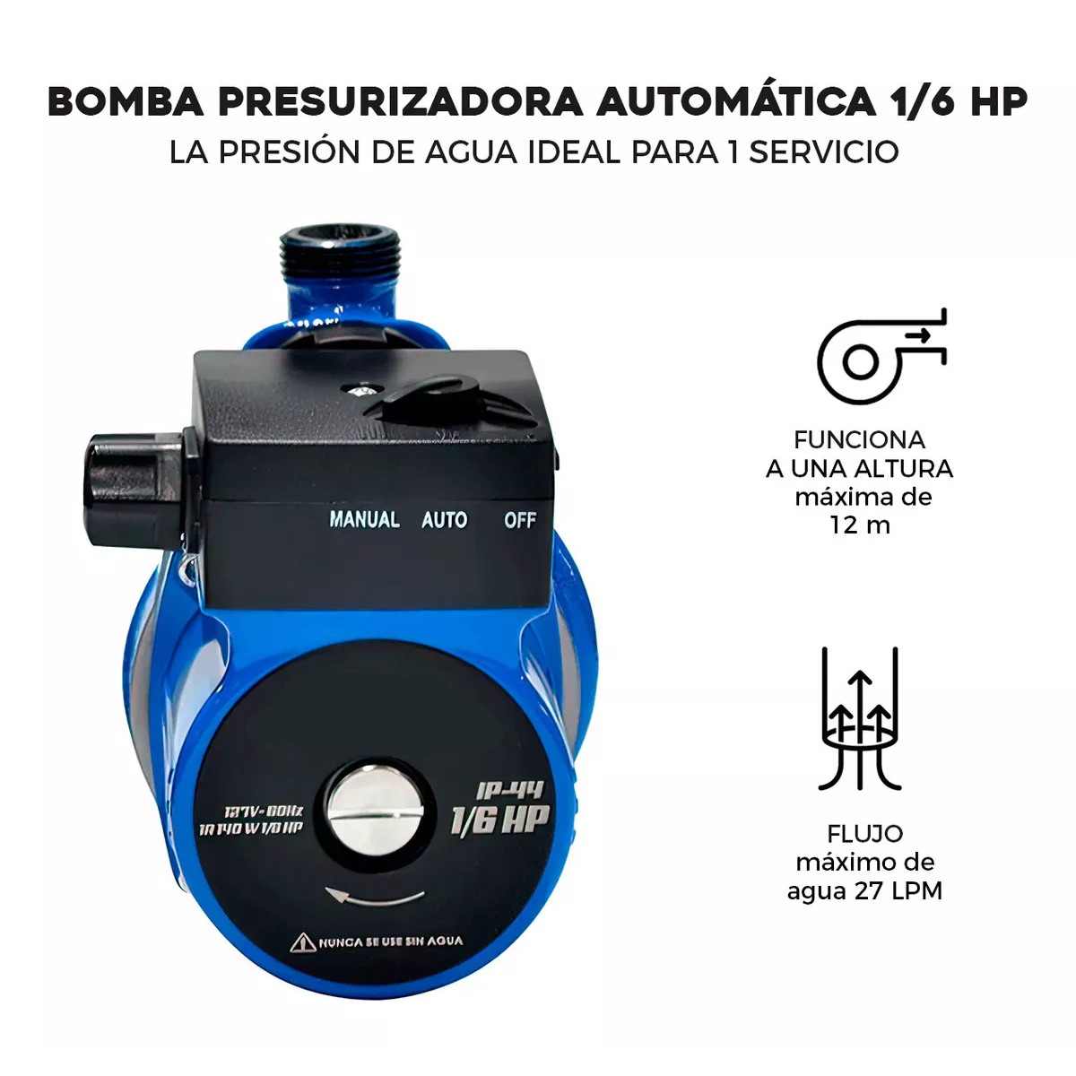 Bomba Presurizadora Automática 1/6 Hp 140 W Adir 1503