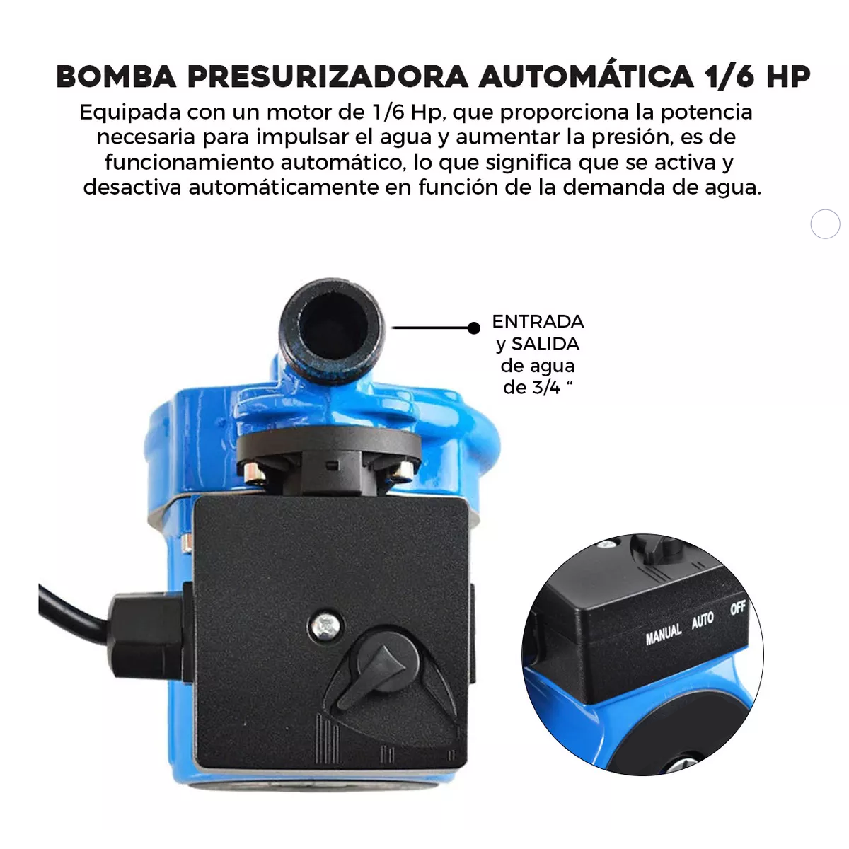 Bomba Presurizadora Automática 1/6 Hp 140 W Adir 1503
